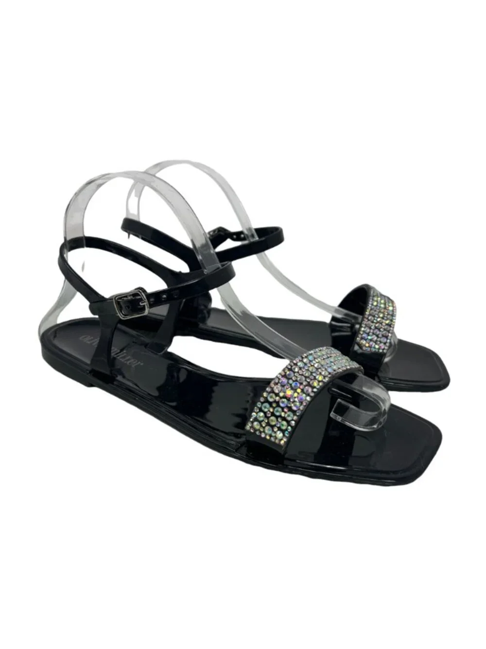 Olivia Miller Sandals Size 7 Palizzi Jelly Open Toe Rhinestone Black NWB